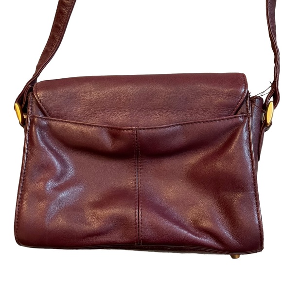 SOLD! Etienne Aigner Genuine Leather Small Crossbody Bag Foldover Burgundy Red - Picture 4 of 12